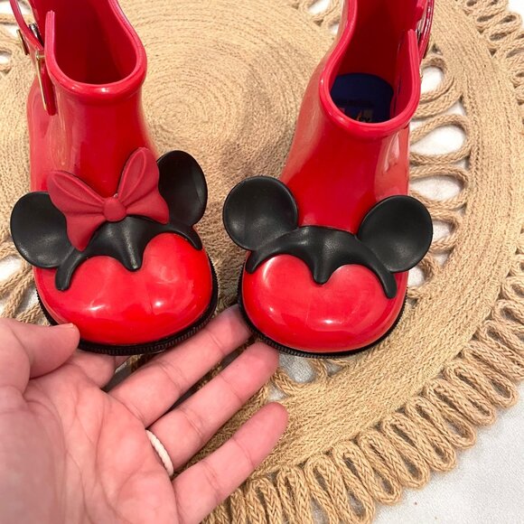 Mini Melissa Mini Sugar Rain Disney PVC Minnie Mickey Rain Boot Red Size 7 - Picture 6 of 10